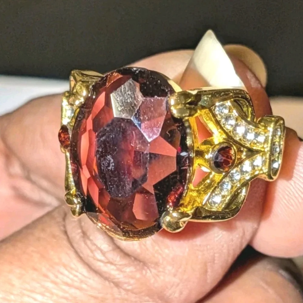 8ct Large Lab Created Deep Red Sparkling Gemstone Cocktail Ring For Women Sz 13